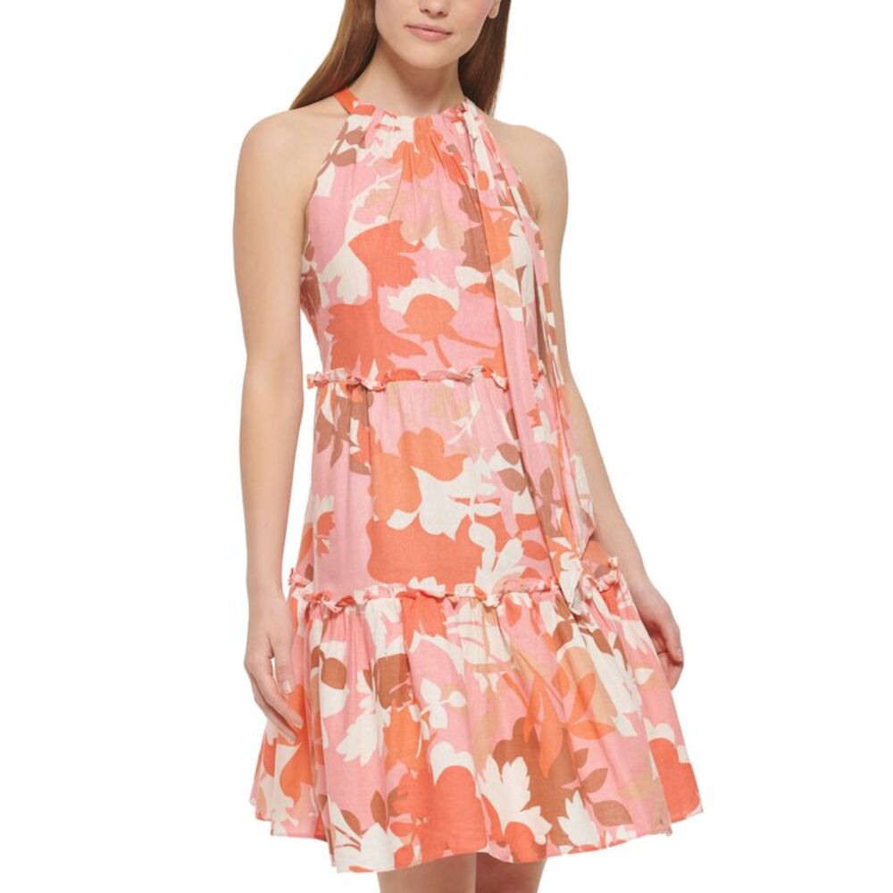 Vince Camuto Womens Printed Tiered Dress